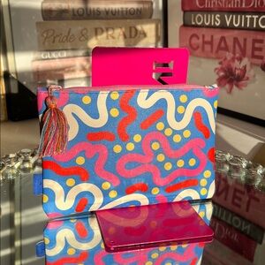 Ipsy Blue and Pink Abstract Pouch